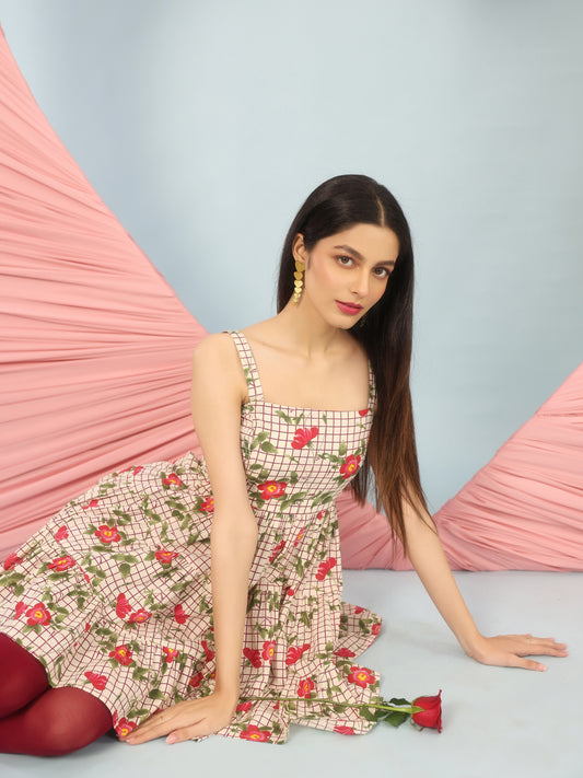 Women's Short Floral Tiered Dress