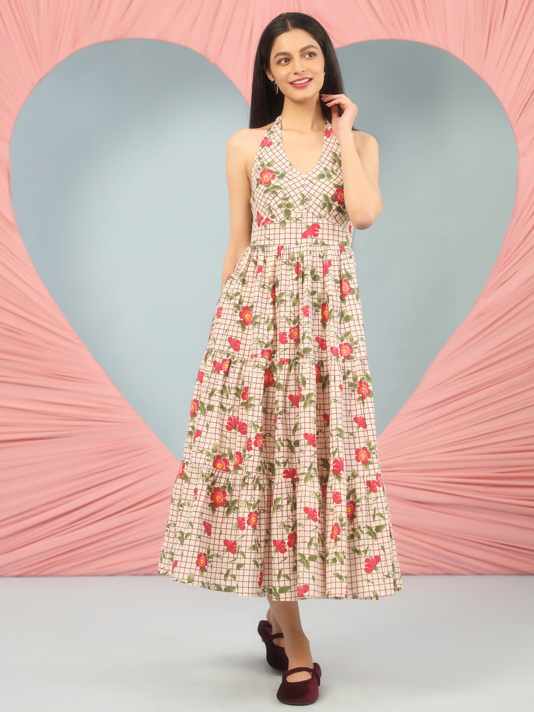 Women's Printed Halter Neck Dress