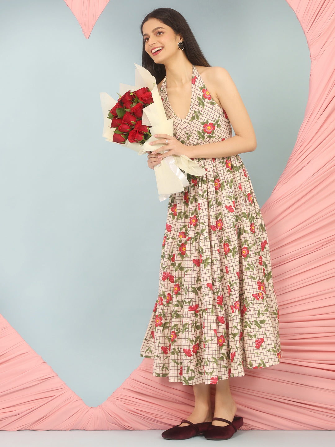 Women's Printed Halter Neck Dress