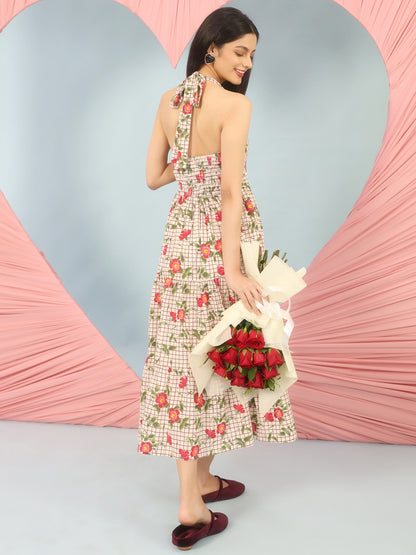 Women's Printed Halter Neck Dress