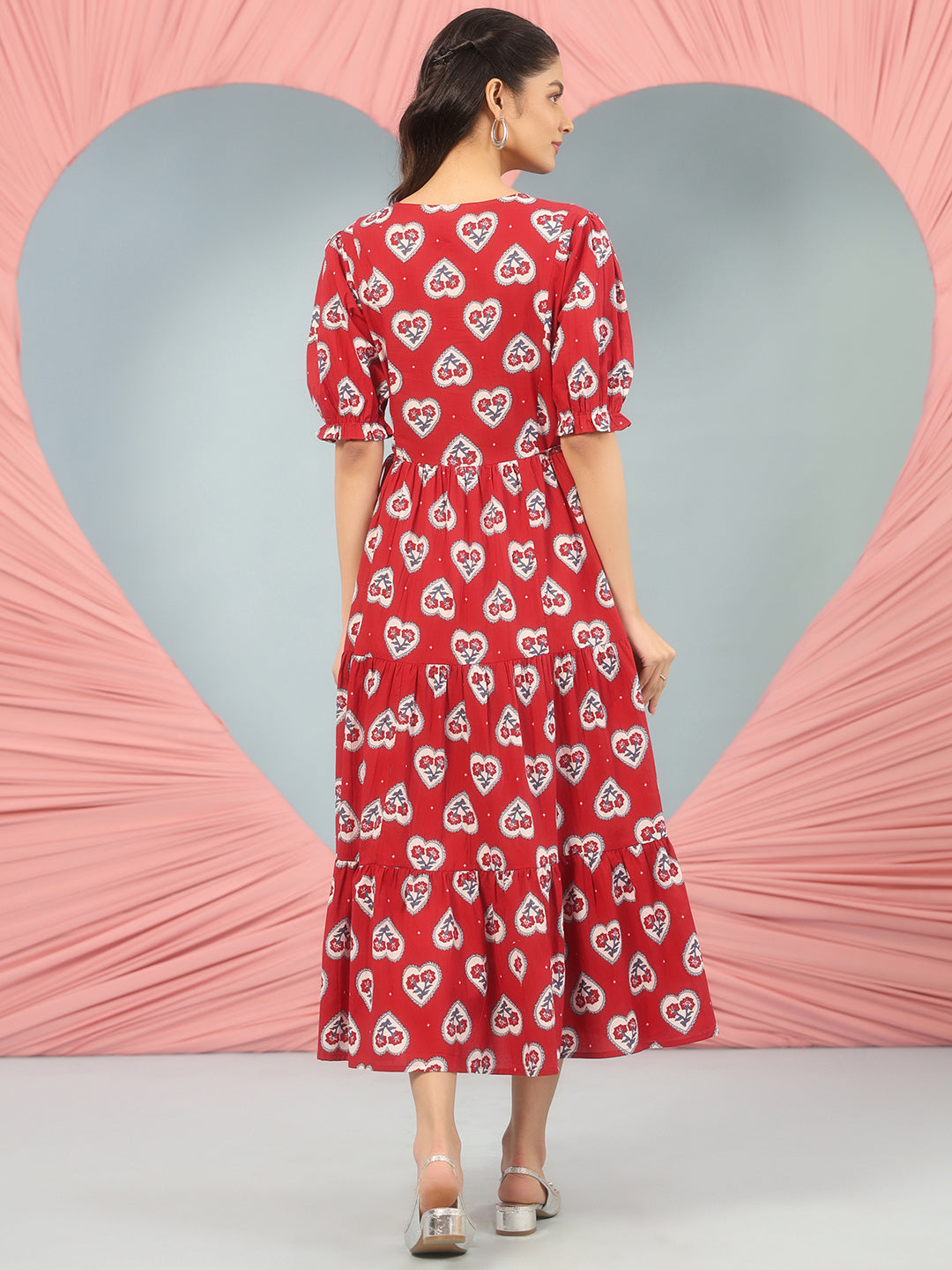 Women's Cotton Printed Flared Long Dress