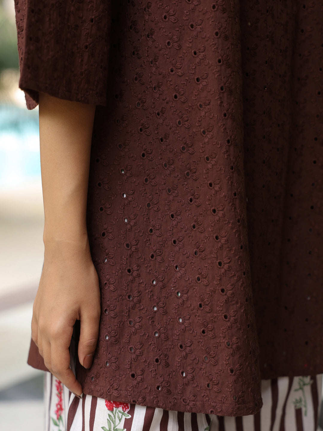 Women's Cotton Schiffli  Kurta and Dhoti Set