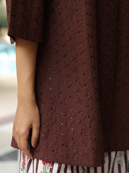 Women's Cotton Schiffli  Kurta and Dhoti Set