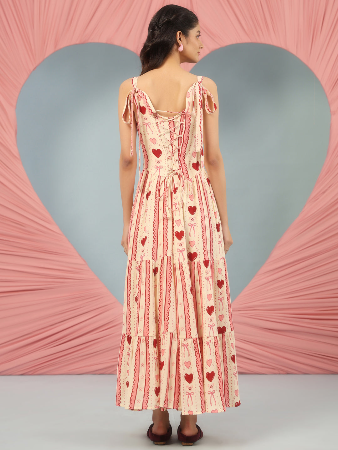 Women's Printed Long Dress with Corset Back