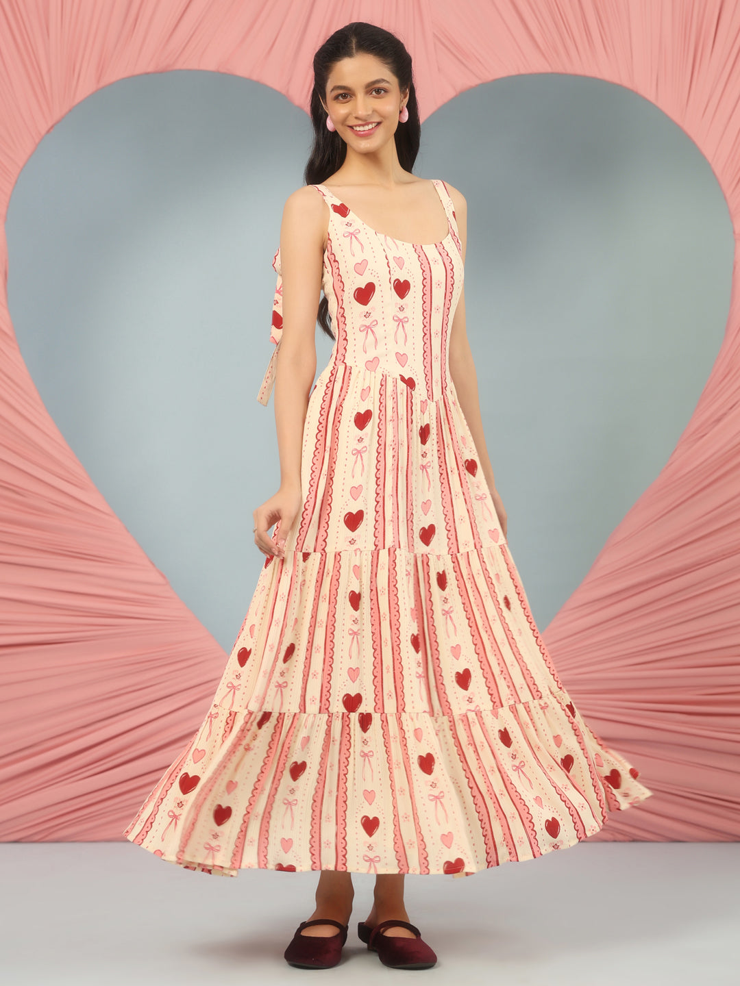 Women's Printed Long Dress with Corset Back