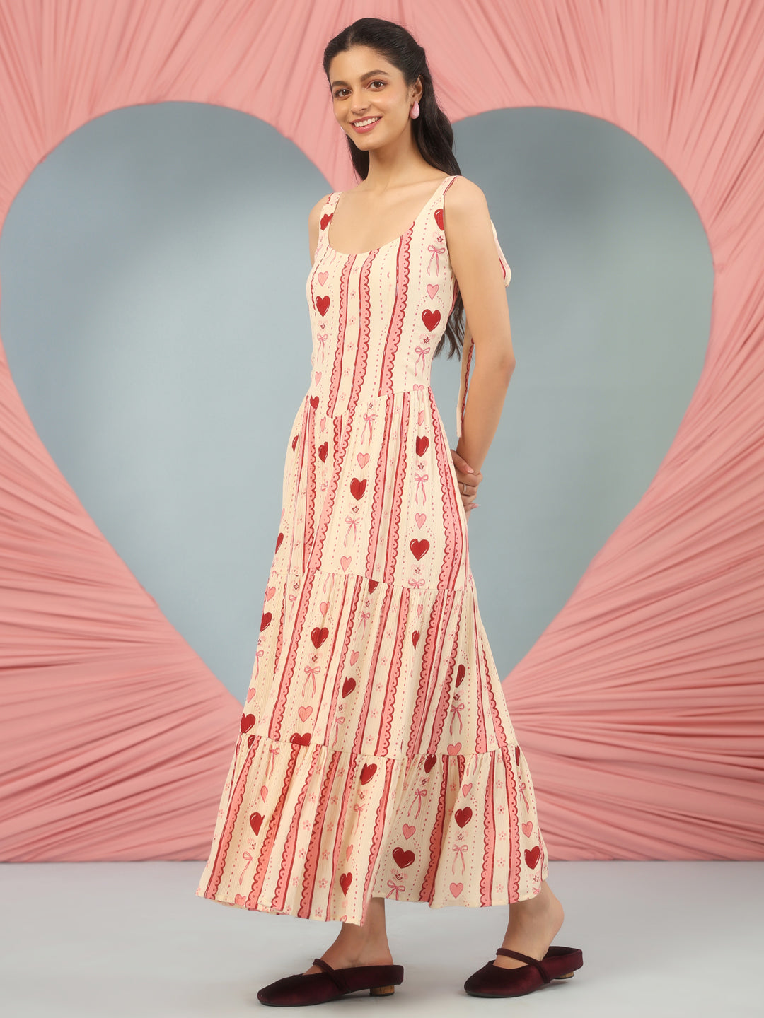 Women's Printed Long Dress with Corset Back