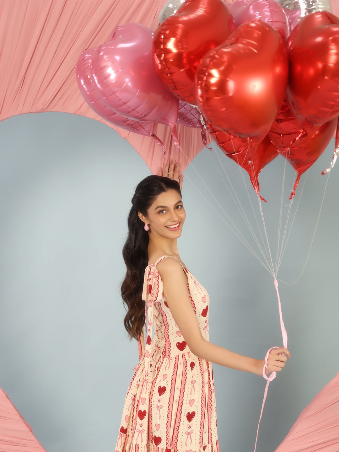 Women's Printed Long Dress with Corset Back