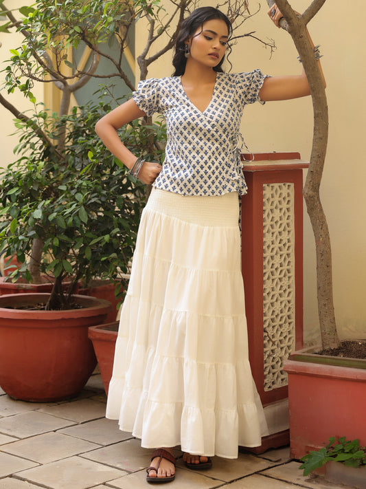 Women's Printed Cotton Angrakha Top
