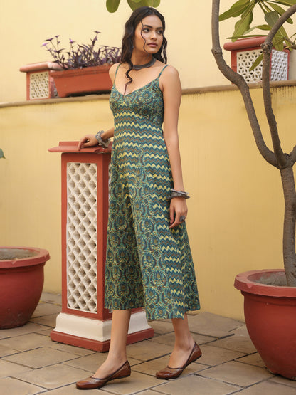 Women's Cotton A Line Panelled Midi Dress