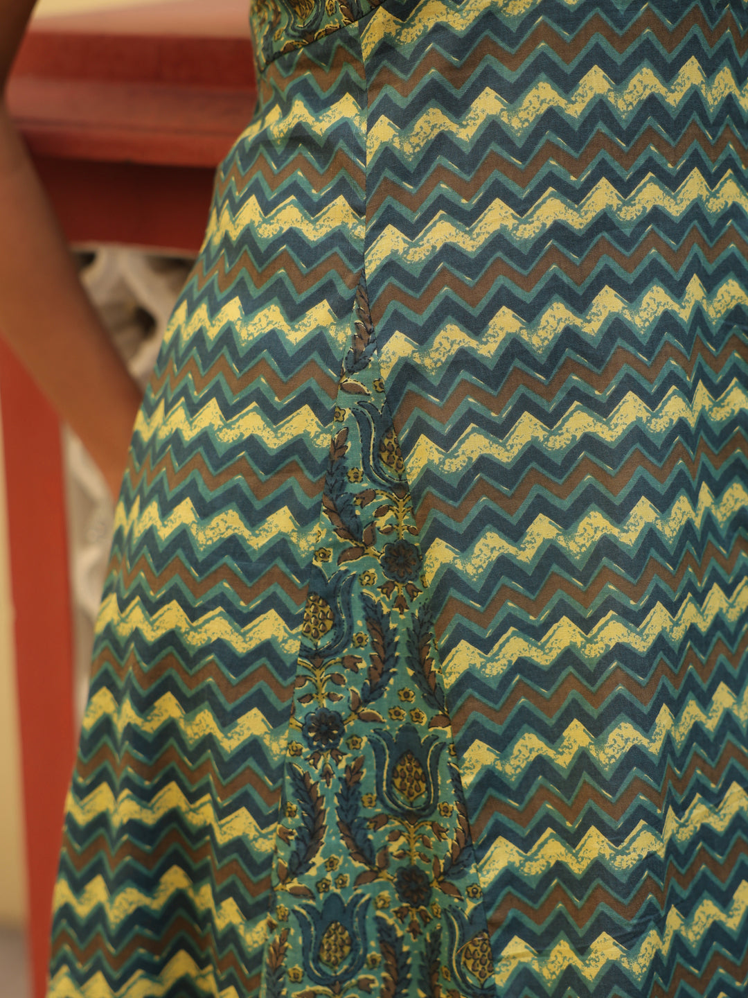 Women's Cotton A Line Panelled Midi Dress