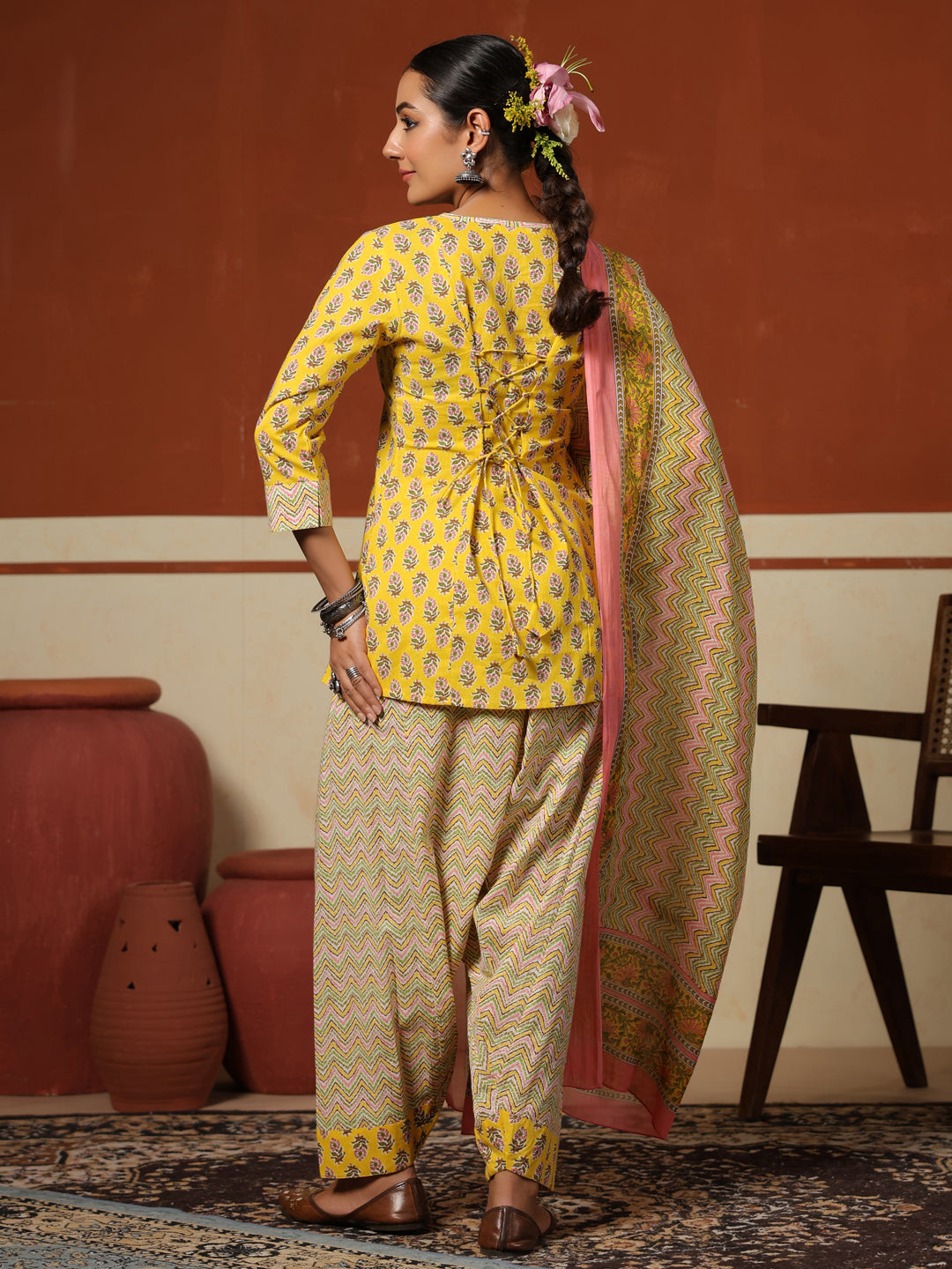 Women's Cotton Short Kurta With Salwar & Dupatta