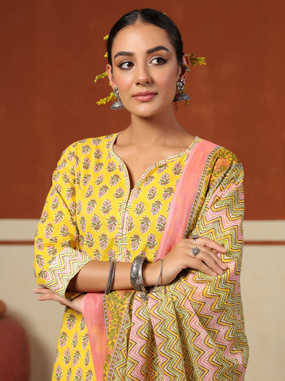 Women's Cotton Short Kurta With Salwar & Dupatta