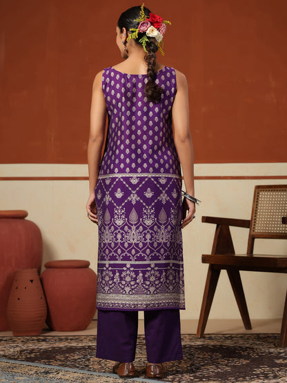 Women's Sleeveless Silk Kurta Set