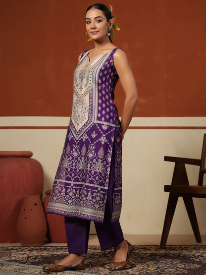Women's Sleeveless Silk Kurta Set