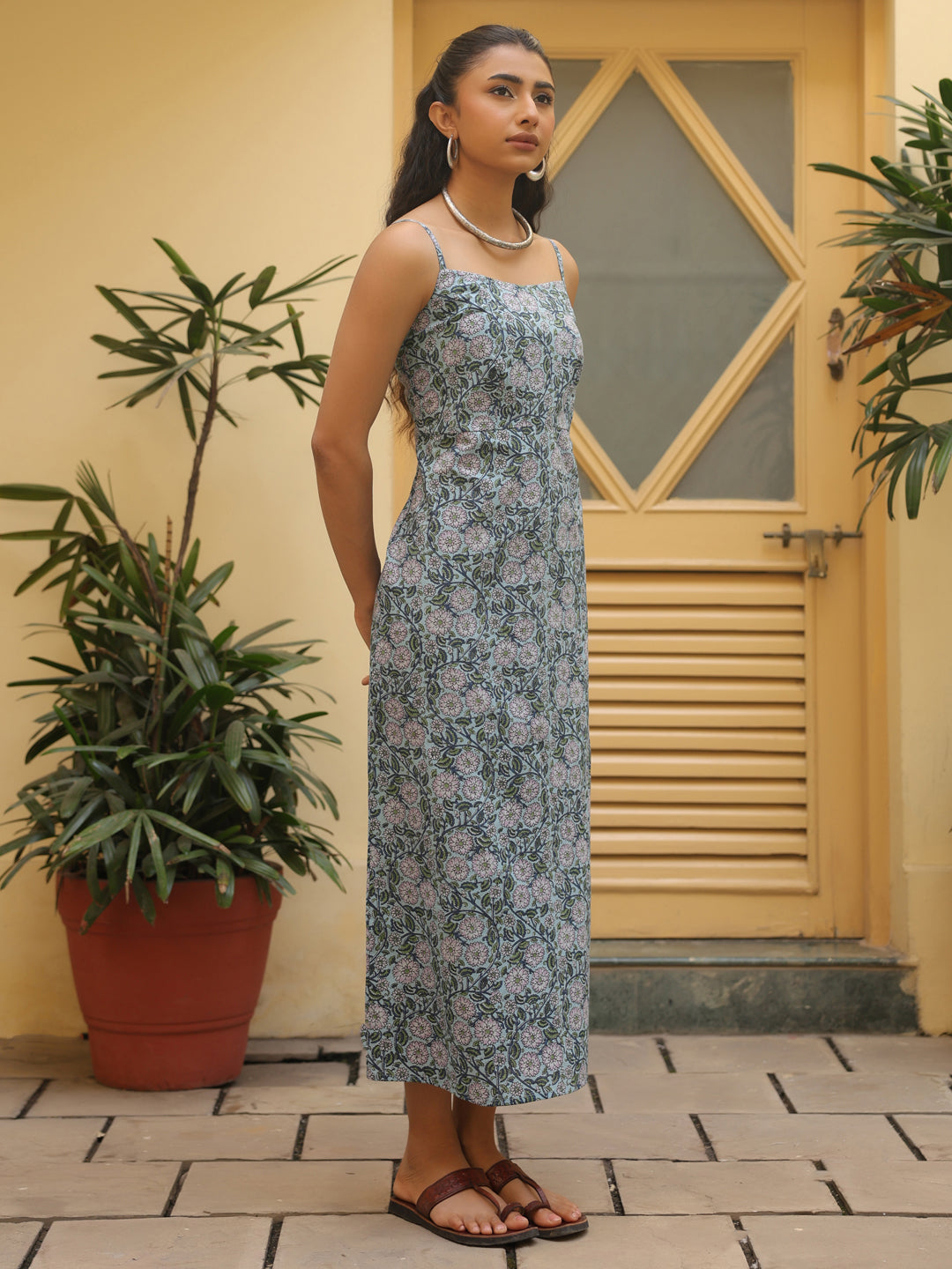 Women's Cotton Straight Midi Dress