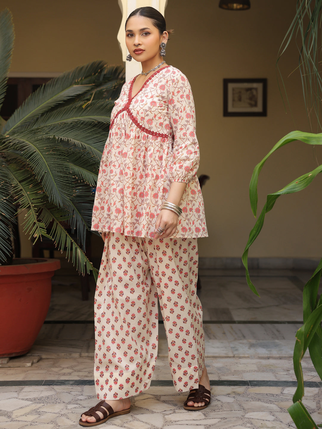 Women's Printed Cotton Farshi Kurta Set