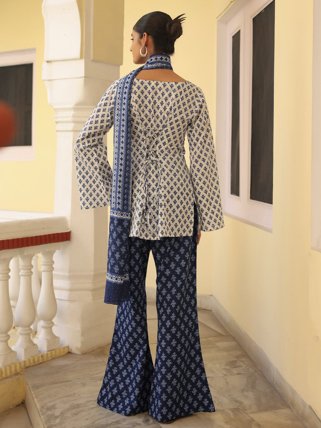 Women's Kurti with Flared Pants and Dupatta