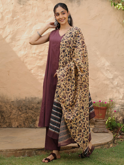 Women's Cotton Kurta Set with Kota Doriya Dupatta
