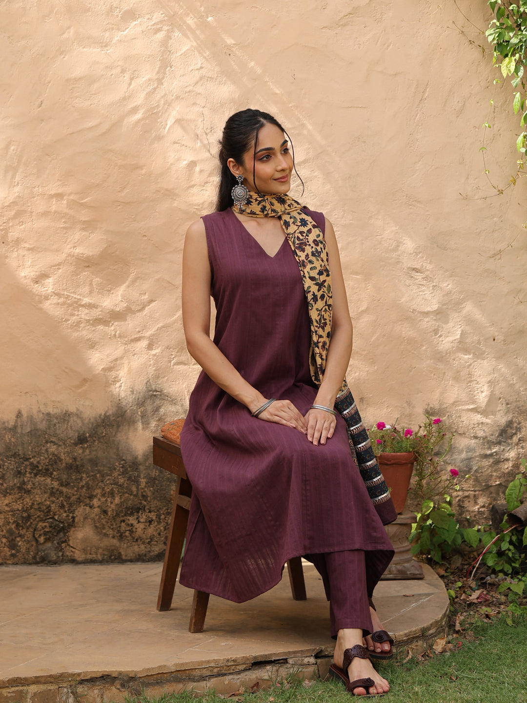 Women's Cotton Kurta Set with Kota Doriya Dupatta