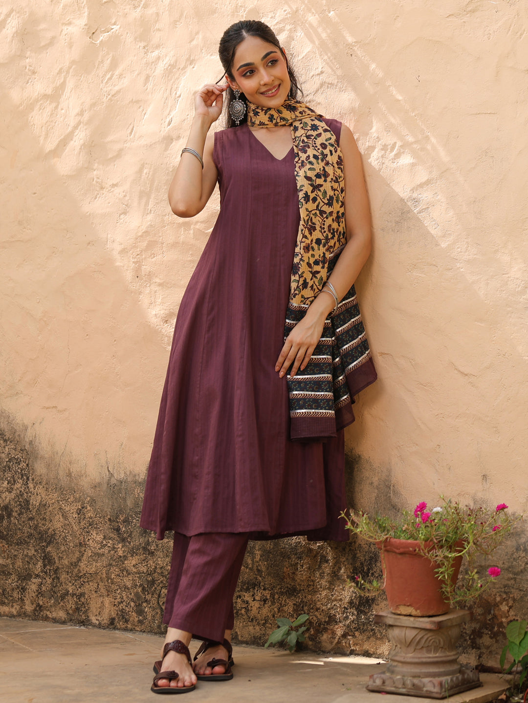 Women's Cotton Kurta Set with Kota Doriya Dupatta