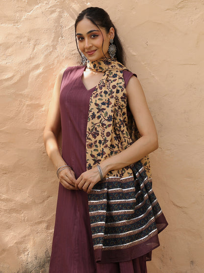 Women's Cotton Kurta Set with Kota Doriya Dupatta