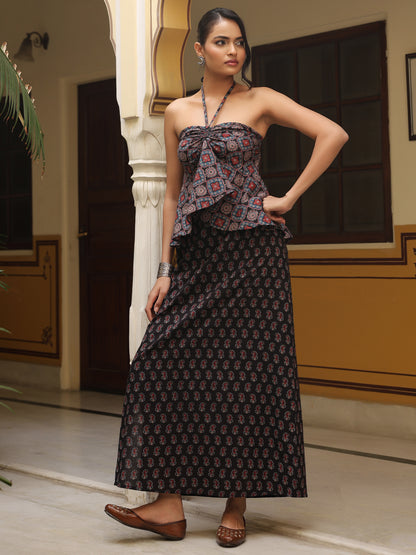 Women's Straight Skirt With Tie up Top