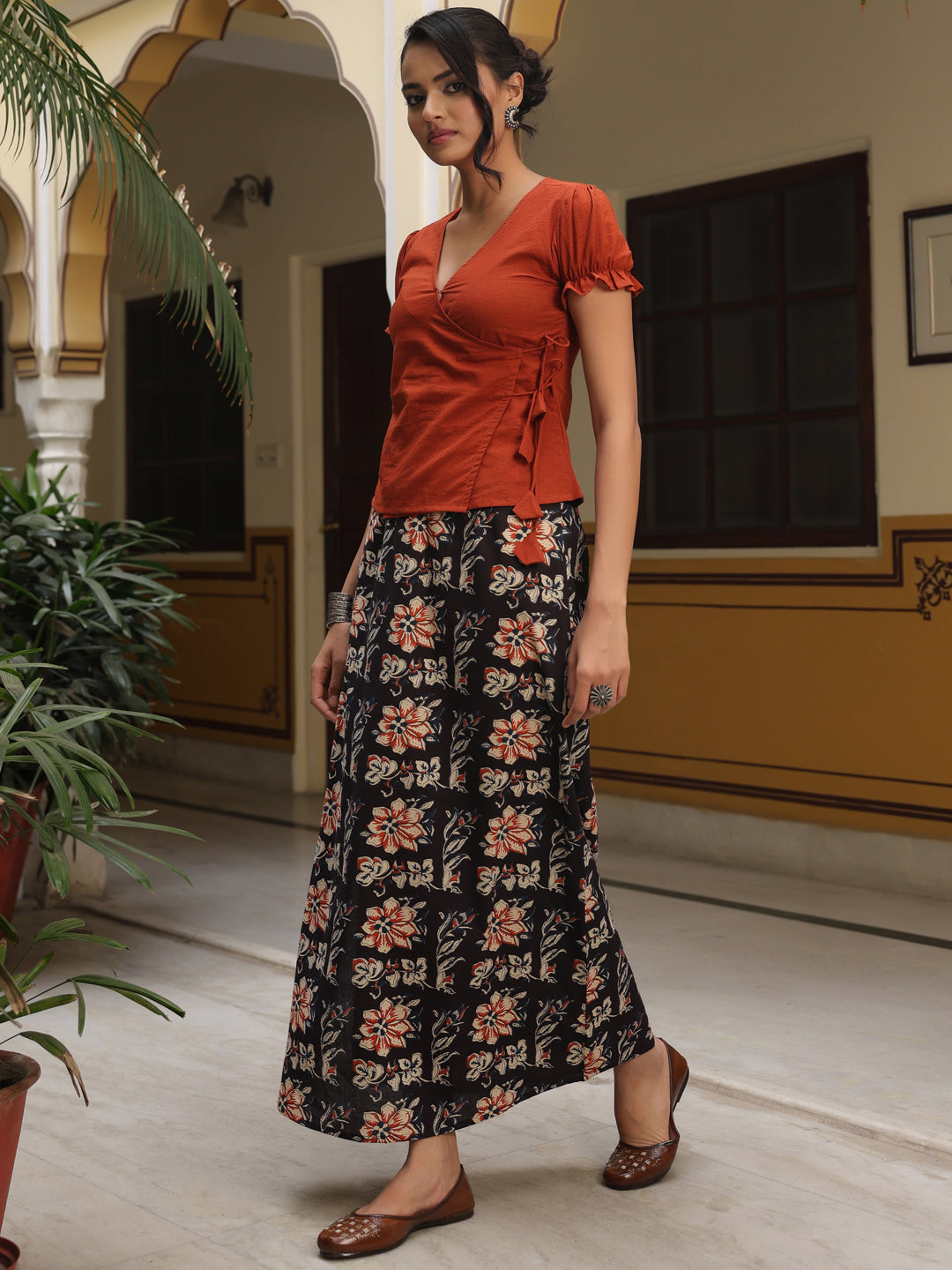 Women's Printed Cotton Skirt Set