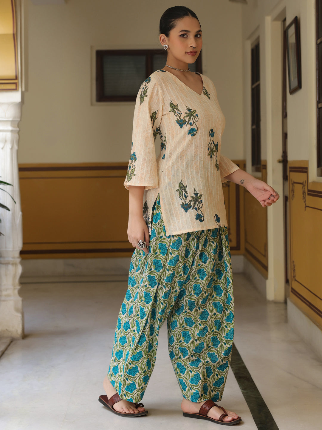 Women's Printed Cotton Farshi Kurta Set