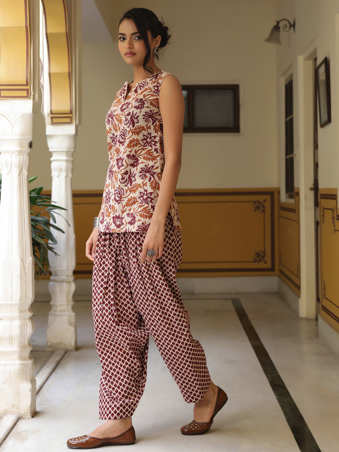 Women's Printed Cotton Kurta With Salwar