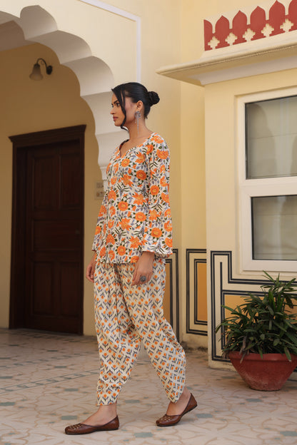 Women's Printed Cotton Kurta With Salwar