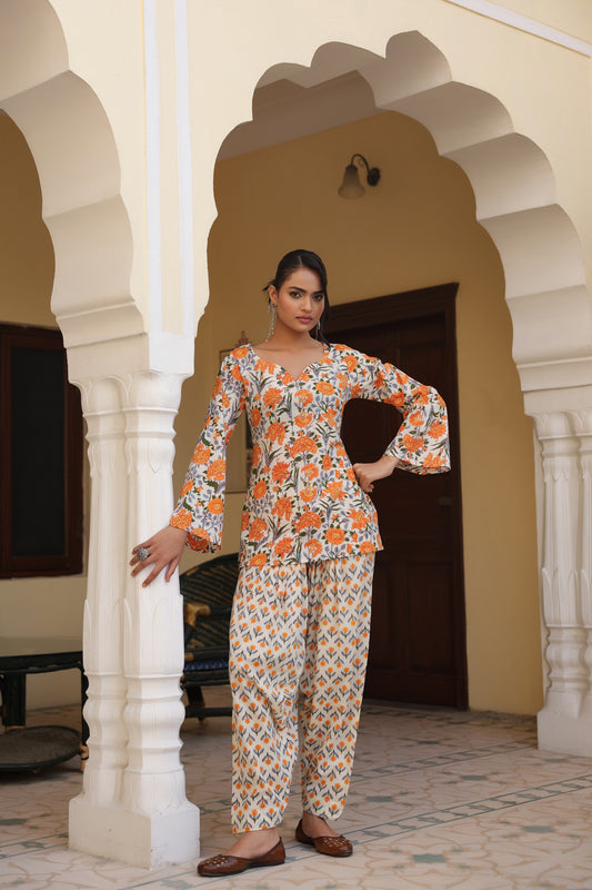 Women's Printed Cotton Kurta With Salwar
