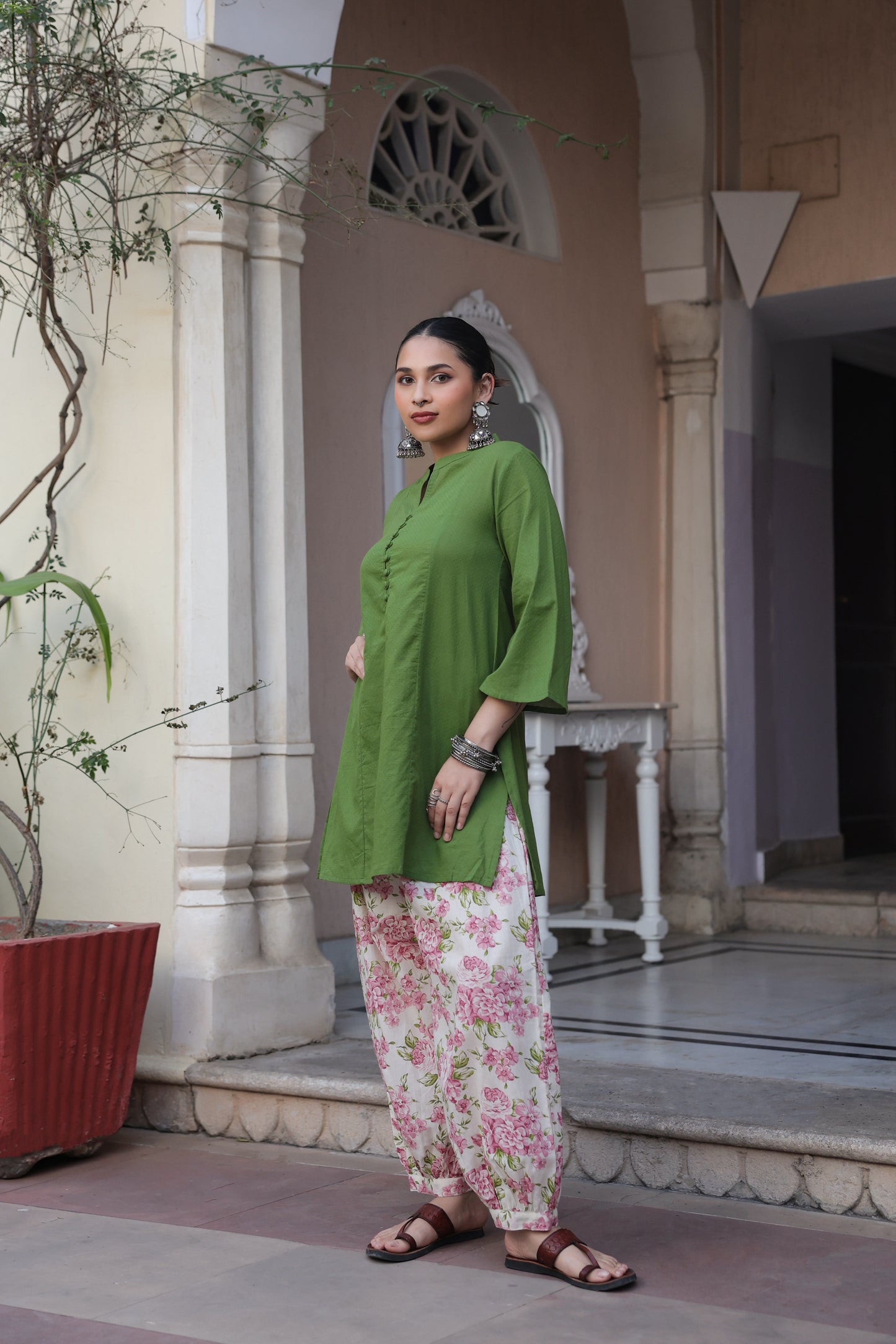 Women's Cotton Printed Kurta and Dhoti