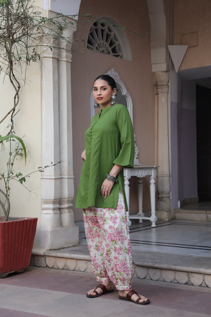 Women's Cotton Printed Kurta and Dhoti