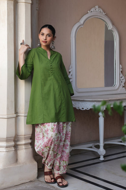 Women's Cotton Printed Kurta and Dhoti