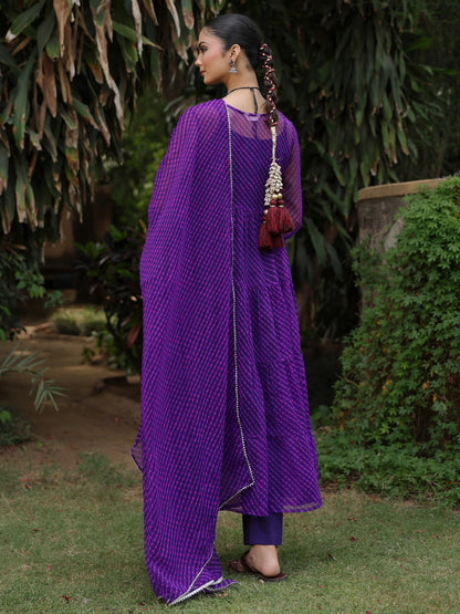 Women's Tiered Leheriya Kurta Set