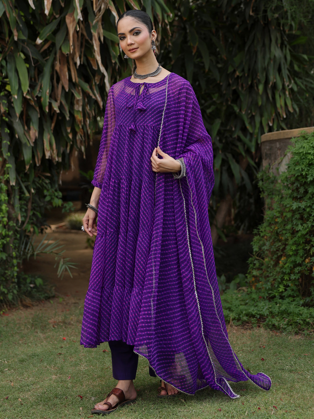 Women's Tiered Leheriya Kurta Set