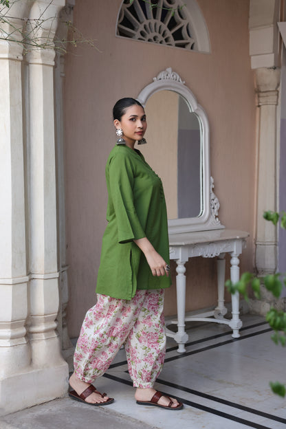 Women's Cotton Printed Kurta and Dhoti