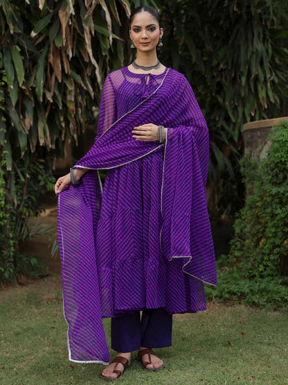 Women's Tiered Leheriya Kurta Set
