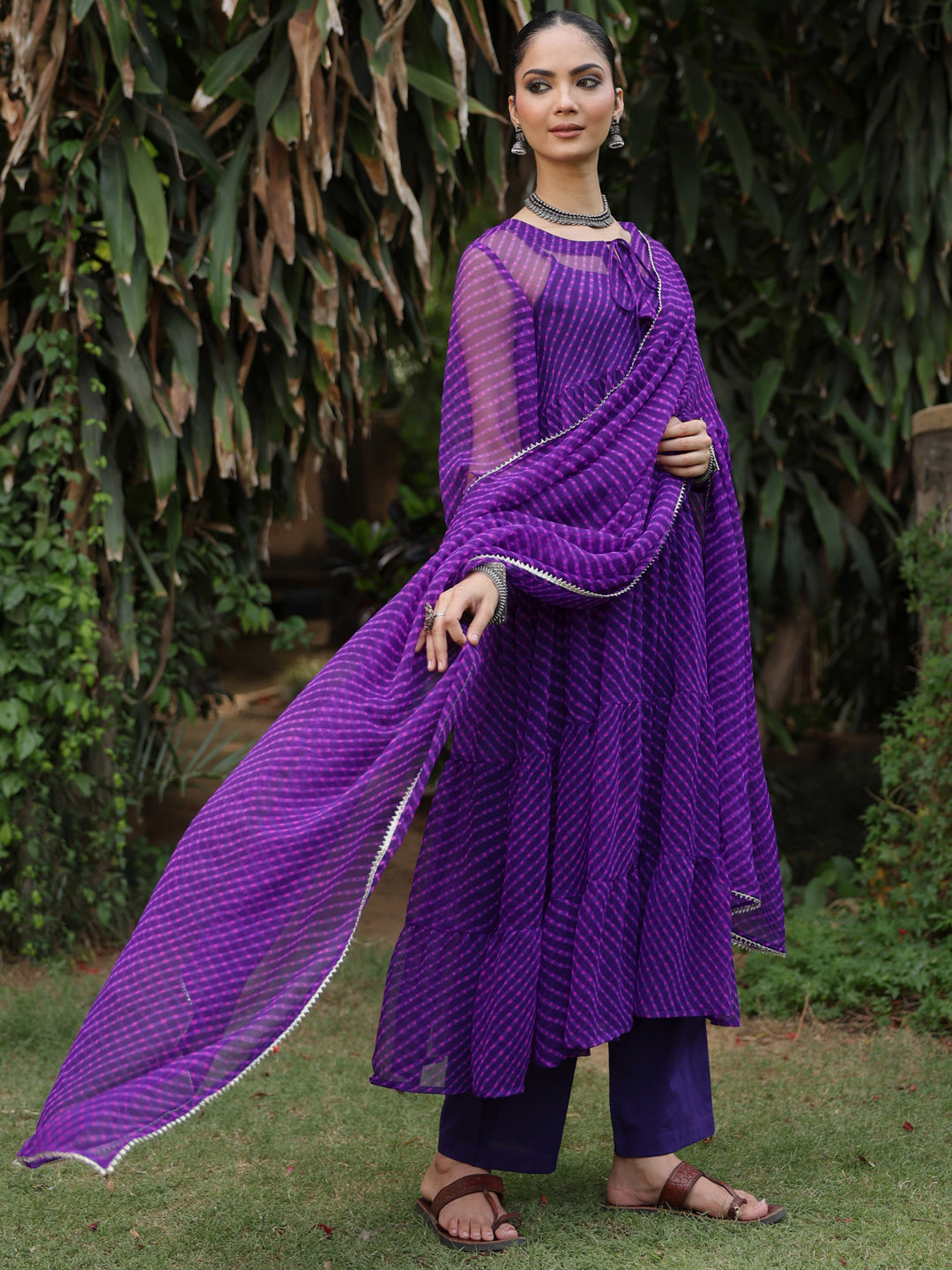 Women's Tiered Leheriya Kurta Set