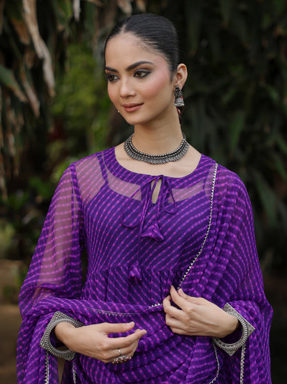 Women's Tiered Leheriya Kurta Set