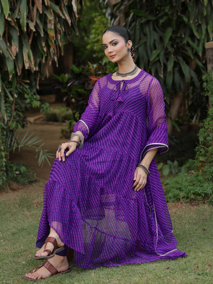 Women's Tiered Leheriya Kurta Set