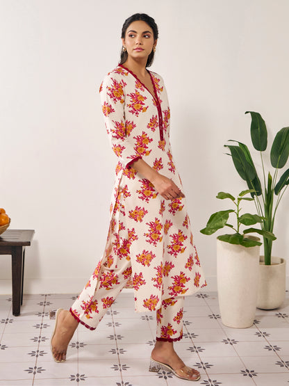 Women's Floral Lace Kurta Set