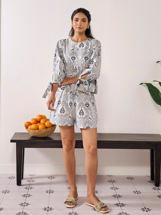 Women's Ikat Print Shorts Co ord Set