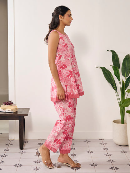 Women's Floral Peplum Short Kurta Set