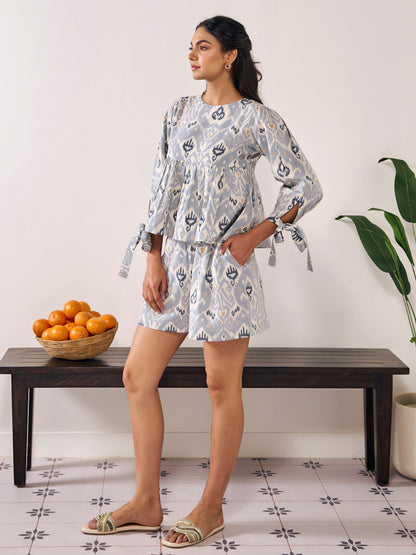 Women's Ikat Print Shorts Co ord Set