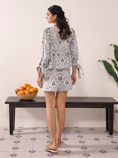Women's Ikat Print Shorts Co ord Set