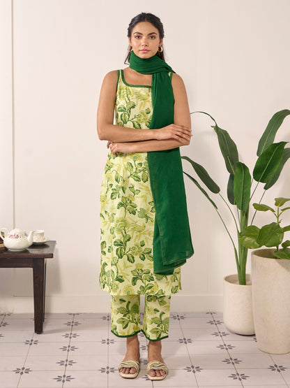 Women's Cotton Kurta Set with Kota Doriya Dupatta