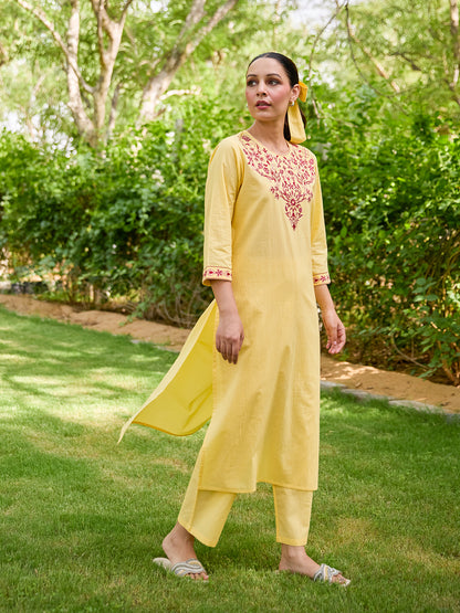 Women's Cotton Embroiderd Kurta Set