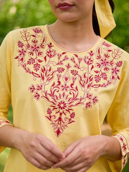 Women's Cotton Embroiderd Kurta Set