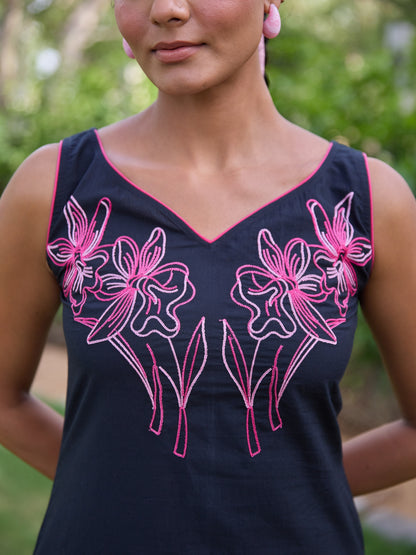 Women's Cotton Embroidered Straight Kurta Set